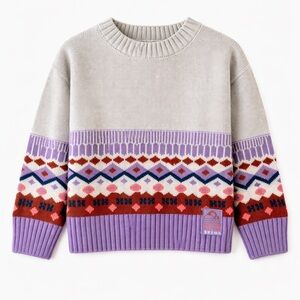 Souris Mini Girls' Lavender Knit Sweater in Cotton size 5 T